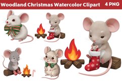 Woodland Christmas Watercolor Clipart PNG Product Image 1