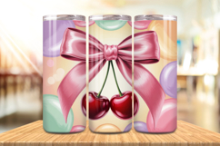 Valentine’s Day 3D Cherry &amp; Bows Tumbler Wrap PNG Big Bundle Product Image 2