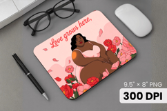 Afro Girl / Woman braided hair Mouse Pad, Black Queen PNG Product Image 1