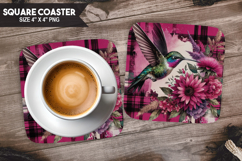 Hummingbird, Animal coaster, Buffalo Plaid Square Coaster PN Product Image 1