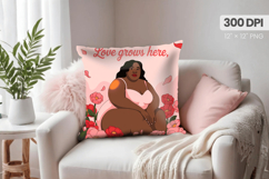 Afro Girl /Woman braided hair Pillow Design, Black Queen PNG Product Image 1