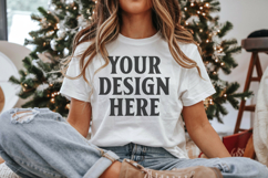 Christmas Bella Canvas 3001 White Shirt Mockup ,Trandy mock Product Image 1