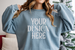 Christmas Gildan 18000 Light Blue Crewneck Sweatshirt Mockup Product Image 1