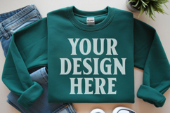 Dark Heather Gildan 18000 Folded Flat Lay Mockups Product Image 1