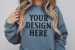 Indigo Blue Gildan 18500 Hoodie Sweatshirt Mockup, 185 mock- Product Image 1