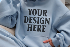 Light Blue Gildan 18500 Hoodie Mockup, G18000 Hoodie Mod Product Image 1