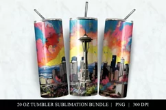 Seattle Pop Art 20 oz Skinny Tumbler Sublimation PNG Product Image 2