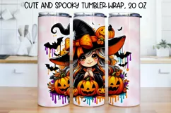 Cute and Spooky Halloween Tumbler wrap PNG, 20 oz. Product Image 1