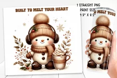 Christmas festive Snowman Tumbler Wrap|Sublimation PNG. Product Image 2