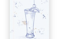 Tequila sunrise realistic cocktail on a notebook page Product Image 1