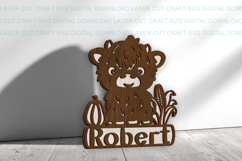 Baby Highland cow toddler name Sign SVG Laser Cut Cricut Product Image 2