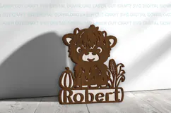 Baby Highland cow toddler name Sign SVG Laser Cut Cricut Product Image 2