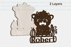 Baby Highland cow toddler name Sign SVG Laser Cut Cricut Product Image 3