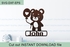 Baby Bear toddler name Sign SVG Laser Cut Cricut Product Image 1