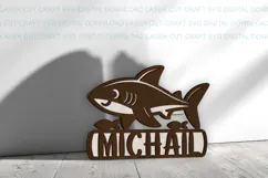 Cute Shark toddler name Sign SVG Laser Cut Cricut Product Image 2