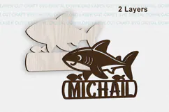 Cute Shark toddler name Sign SVG Laser Cut Cricut Product Image 3