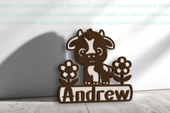 Baby Cow toddler name Sign SVG Laser Cut Cricut Product Image 2