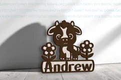 Baby Cow toddler name Sign SVG Laser Cut Cricut Product Image 2