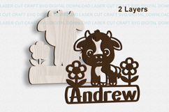 Baby Cow toddler name Sign SVG Laser Cut Cricut Product Image 3