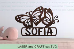 Butterflies Toddler Name Sign SVG laser cut, Cricut file Product Image 2