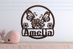 Butterflies Toddler Name Round Sign SVG laser cut, Cricut Product Image 2