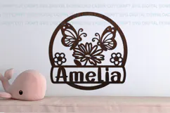Butterflies Toddler Name Round Sign SVG laser cut, Cricut Product Image 2