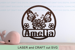 Butterflies Toddler Name Round Sign SVG laser cut, Cricut Product Image 3