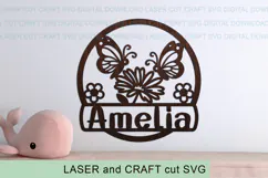 Butterflies Toddler Name Round Sign SVG laser cut, Cricut Product Image 3