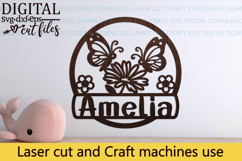 Butterflies Toddler Name Round Sign SVG laser cut, Cricut Product Image 4