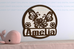 Butterflies Toddler Name Round Sign SVG laser cut, Cricut Product Image 5