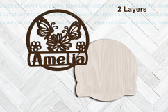 Butterflies Toddler Name Round Sign SVG laser cut, Cricut Product Image 6