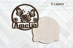 Butterflies Toddler Name Round Sign SVG laser cut, Cricut Product Image 6