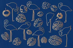 American flamingo and tropic leaves silhouettes Product Image 2
