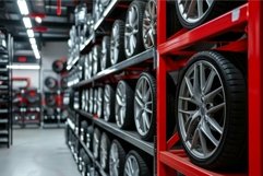 High-quality Alloy wheels automobile on service center racks Product Image 1