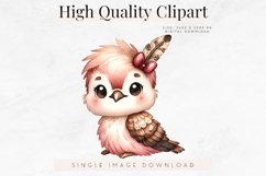 Cute Feathered Bird Clipart, Adorable Animal Illustration Product Image 1