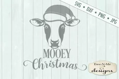 Mooey Christmas Cow With Santa Hat SVG DXF Files Product Image 2
