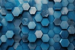 Abstract background of blue hexagonal tiles with varying sha Product Image 1