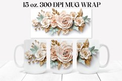 3D 15 oz. Flowers Mug Wrap| 3D Sublimation Mug Wrap Product Image 1