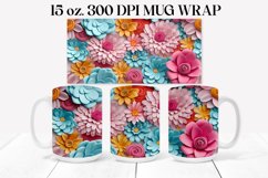 3D Flowers Mug Wrap| 3D Sublimation Mug Wrap Product Image 1