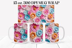 3D Flowers Mug Wrap| 3D Sublimation Mug Wrap Product Image 1