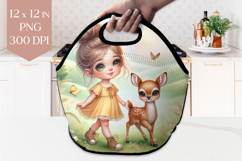 Girl and Fawn Lunch Bag Sublimation PNG Product Image 1
