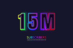 15M subscribers celebration template Neon Sign Text Effect Product Image 1