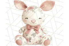 Pink Floral Stuffed Animal Clipart PNG, Cute Stuffed Animals Product Image 4