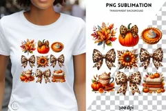 Coquette Fall Pumpkin & Bow PNG, Autumn Sublimation, Fall Product Image 1