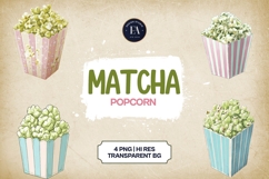 Matcha Popcorn Clipart Bundle 4 PNG Product Image 1