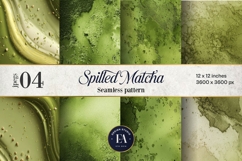 Spilled Matcha Texture, Green Abstract Liquid Digital Paper Product Image 1