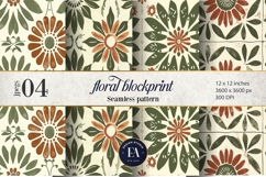 Retro Floral Block Print | Geometric Floral Pattern Product Image 1