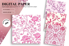 Chinoiserie Floral Pattern Background Vintage Digital Paper Product Image 1