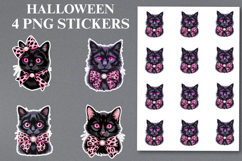 4 Halloween Cats Stickers Png | Printable Product Image 1