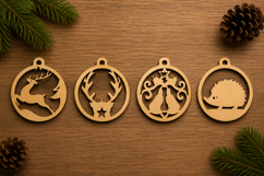 Woodland Christmas Ornament Laser Cut Files Bundle Product Image 1